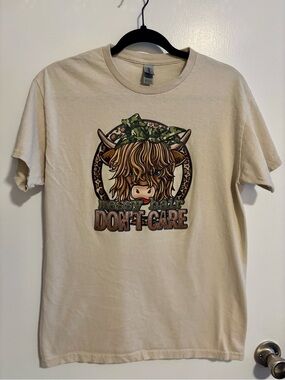 Messy Hair Don't Care Womens’ Graphic Tee - Cream color